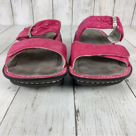 Alegria Karmen Womens Full Rocker Sandals Size 9 Pink Leather 39 EU Snakeskin - Picture 4 of 10